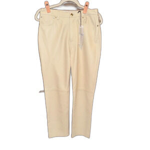 IRO NWT Women's Cream Trousers lambskin leather pants Paris size 38